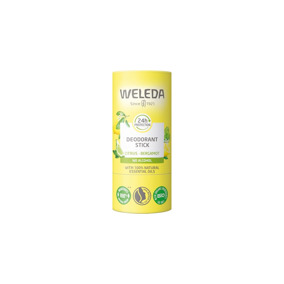 Deodorant Stick Citrus & Bergamot, alcohol & aluminium free, 24hr long-lasting protection, 100% natural essential oils, organic, vegan, sustainable