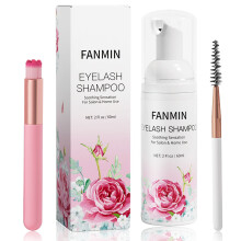 Wimpernverlängerung Reiniger 60ml + Mascara-Werkzeug + Pinsel, Schaumreiniger für Wimpern, Paraben- & Sulfatfrei
