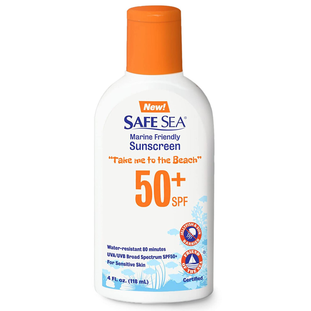 Safe Sea Spf50+ Sting Blocking Sunscreen | 120Ml Bottle | For Sensitive Skin | Anti Jellyfish Sting Protective Lotion | Reef Safe (120Ml Bottle (Pack Of Coral