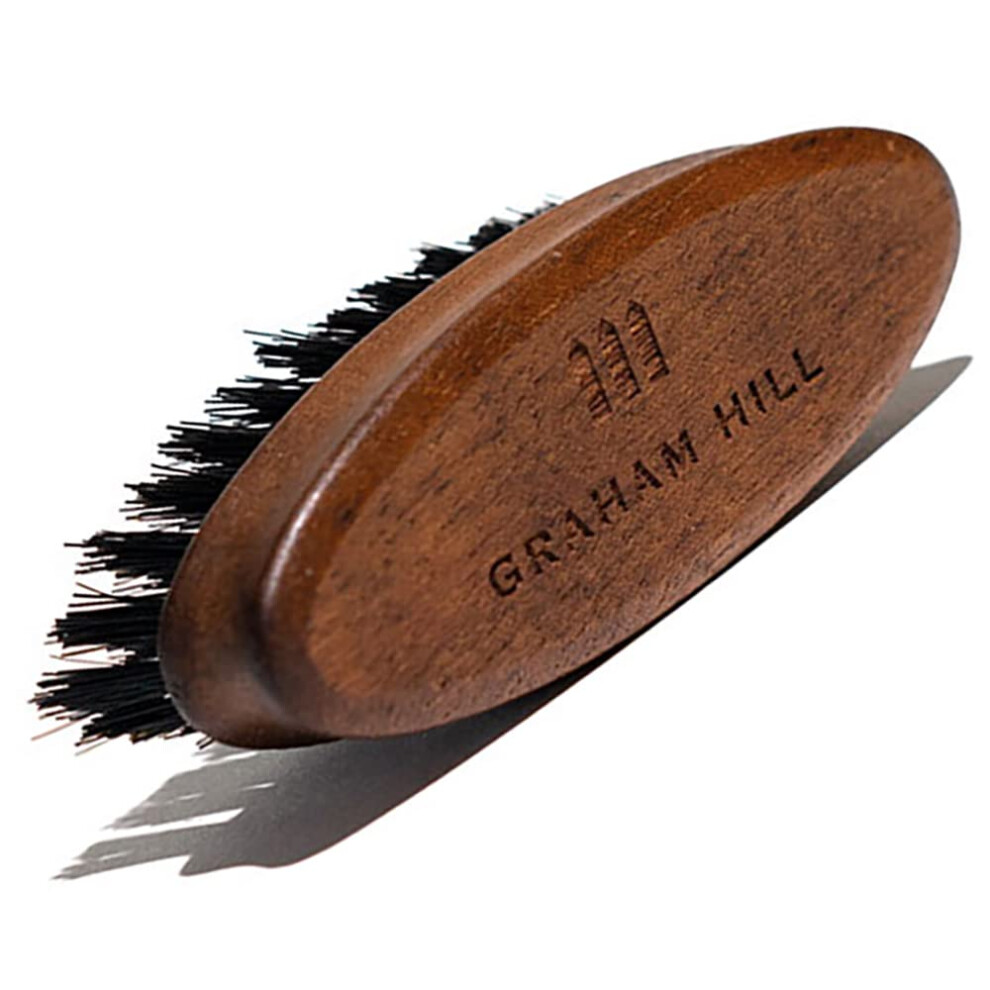 Graham Hill Premium Boar Bristle Beard Brush For Men Â Compact, Quality Walnut Wood, Ideal For Daily Grooming, Barber Recommended, Perfect Travel Size
