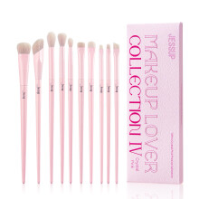 Jessup Lidschatten-Pinsel-Set, 10-teilig, rosa Augen-Make-up-Pinsel, Concealer-Pinsel, Premium-Synthetik-Lidschatten, Eyeliner, Smudge-Falten-Mischpi