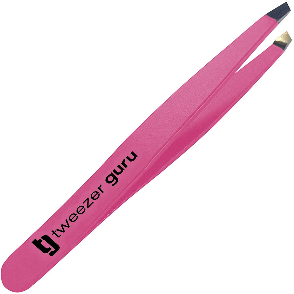 Tweezer Guru Pink Slant Tweezers | Tweezerguru Professional Stainless Steel Slant Tip Tweezer - The Best Precision Eyebrow Tweezers For Your Daily Beauty Routine!