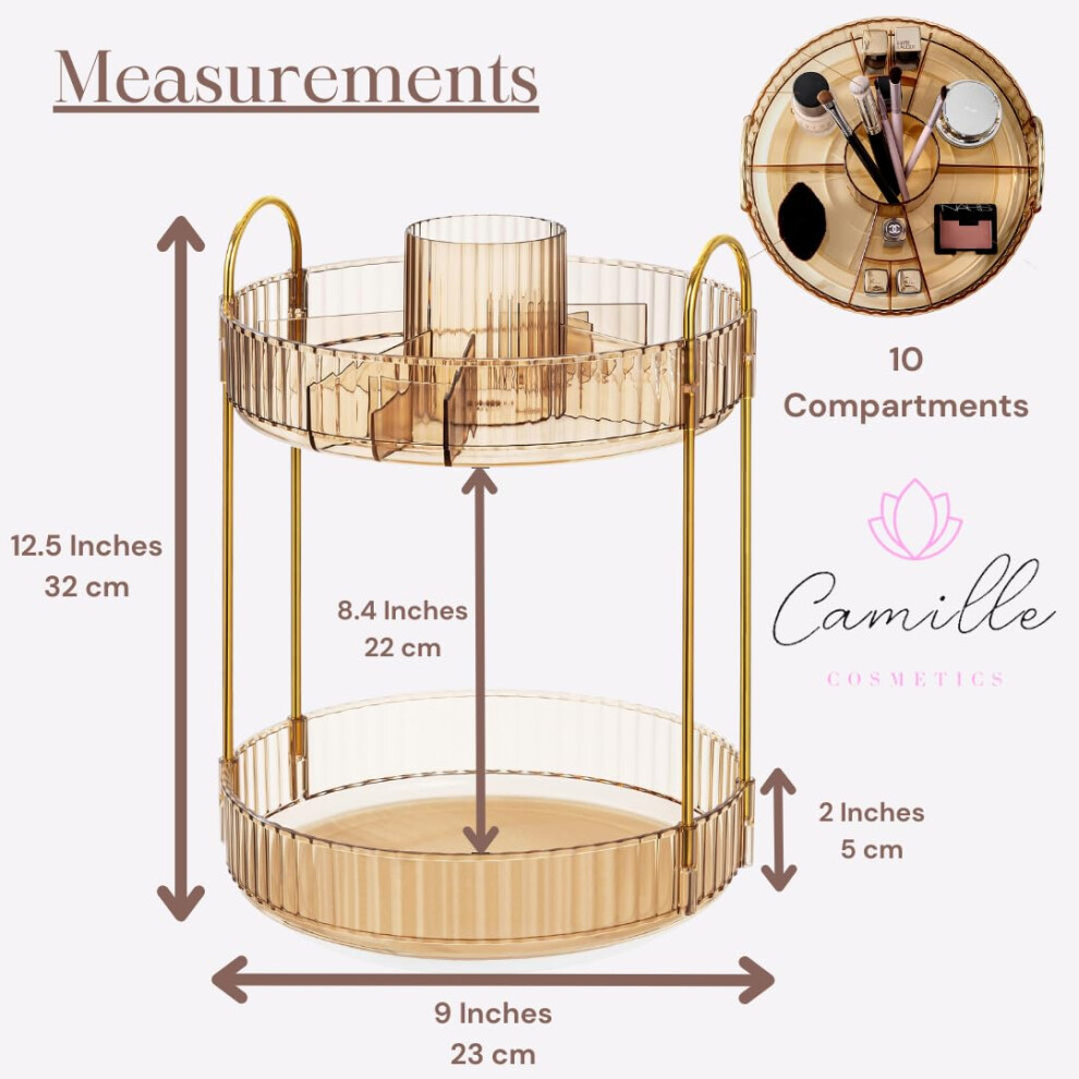 rotating-makeup-organiser--2-tier-gold-make-up-organiser-perfect-for--skincare-organiser--bathroom-storage--cosmetics-organiser--bathroom-organiser