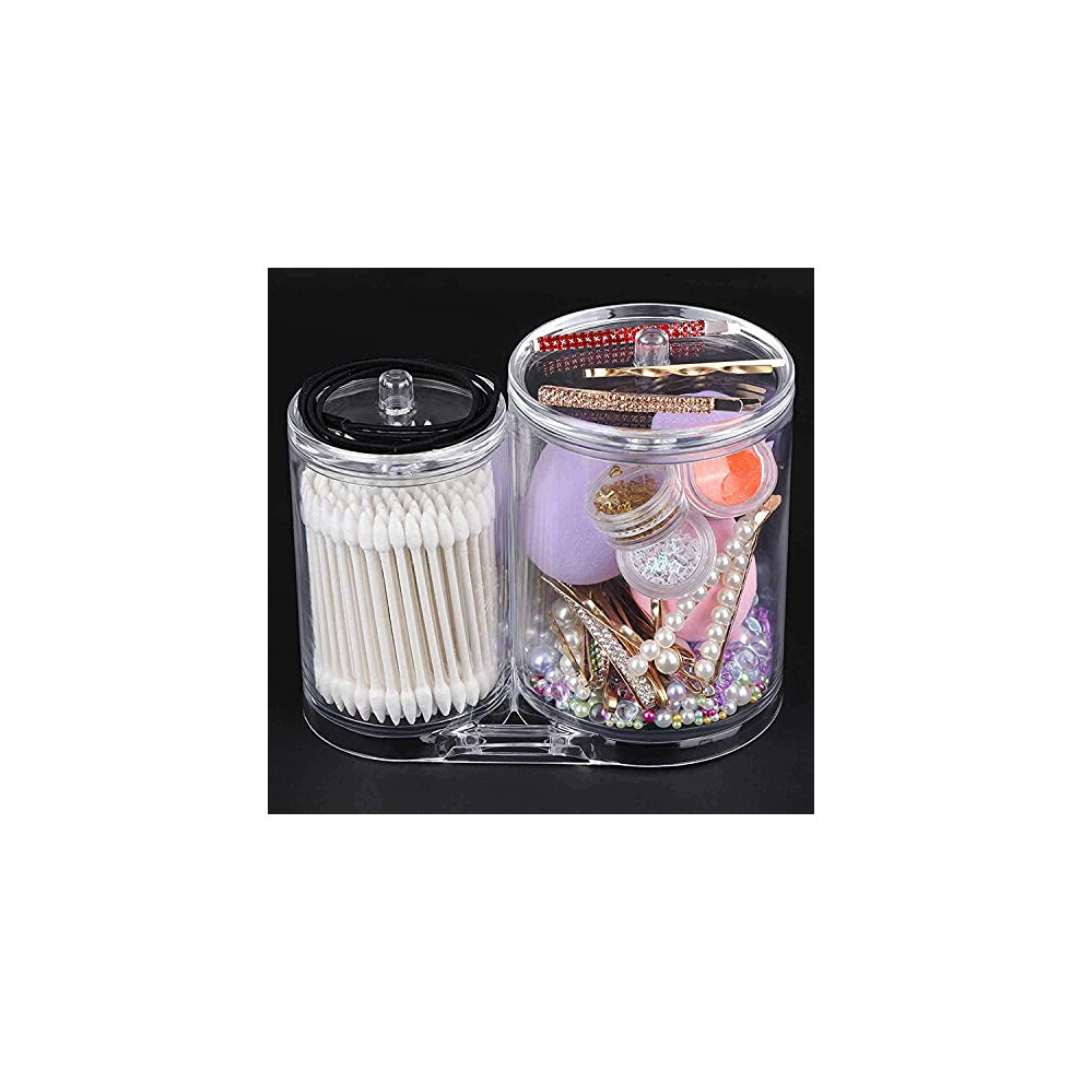 makeup-organizer-cotton-pads-holder-box--bathroom-organiser-jar-set-including-lids--storage-clear-acrylic-organiser-cosmetic-dispenser-divide