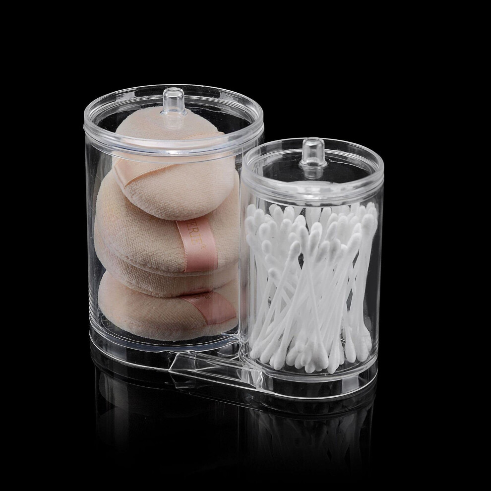 makeup-organizer-cotton-pads-holder-box--bathroom-organiser-jar-set-including-lids--storage-clear-acrylic-organiser-cosmetic-dispenser-divide