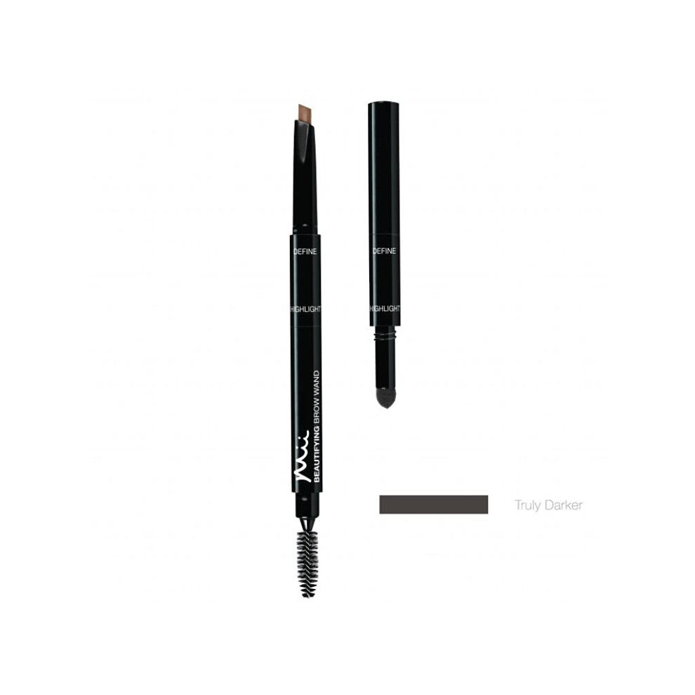 Spongelle Mii Cosmetics Brow By Mii Beautifying Brow Wand 3-In-1 Precision Eyebrow Pencil, Truly Darker