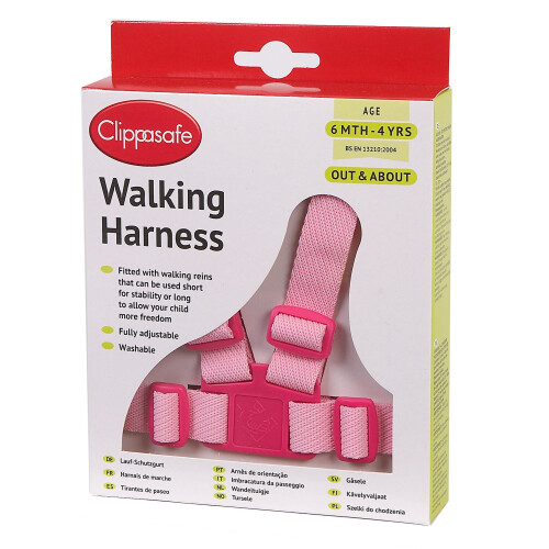 Clippasafe Walking Harness and Reins (Pink)
