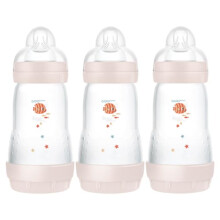 Easy Start Self Sterilising Anti-Colic Bottle Pack of 3 (3 x 260 ml), MAM Baby Bottles with Medium Flow Teats Size 2, Newborn Essentials, Seashell