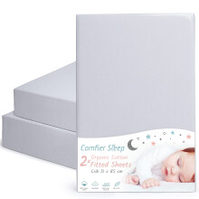 Chicco nexttome Crib Sheets 51x85cm Fully Fitted and 100% Organic Cotton Completely Natural Crib Sheets Grey and Set of 2 Ultra-soft and Comfortable