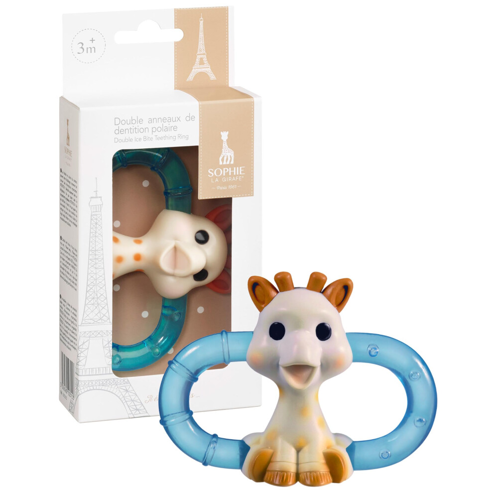 Double Ice Bite Teething Ring, Cold Soothing Baby Teether with Easy to Grip Design. for Babies and Toddlers Ages 3m+