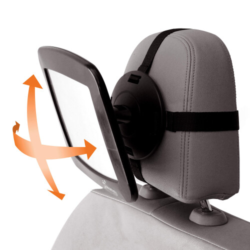 Large Rectangular Adjustable Backseat Mirror, Black, 20 x 24 cm 2
