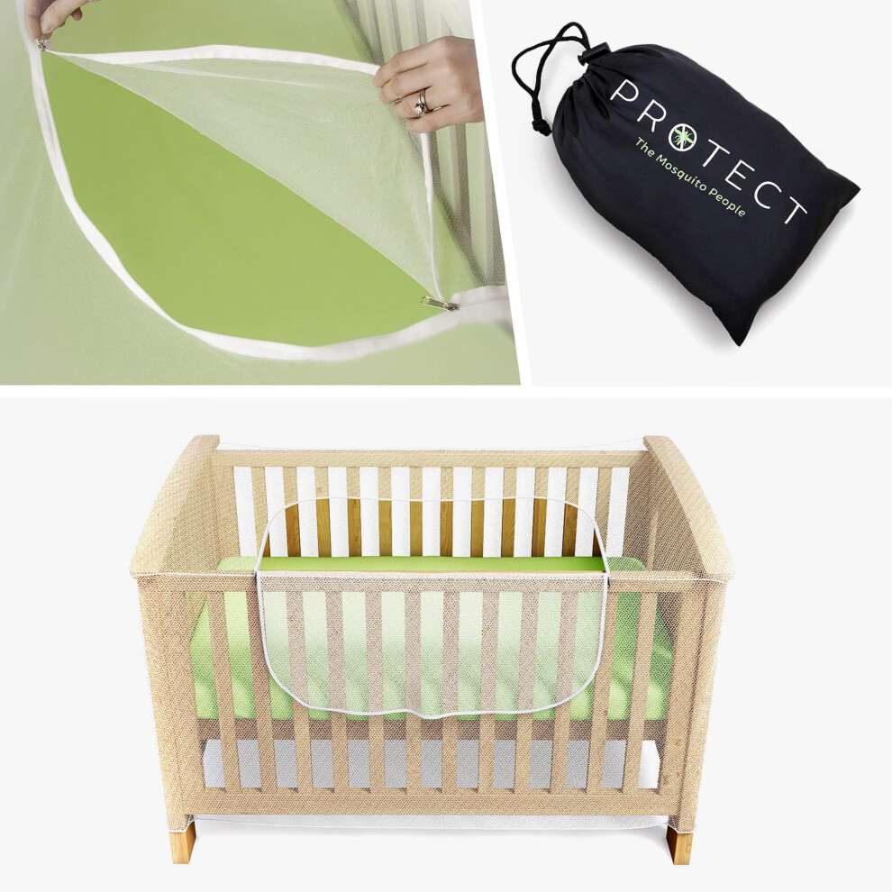 Mosquito Net For Cot Bed & Crib - Insect And Cat Net - Zipper For Quick, Easy Access To Your Baby - With Travel Holder Bag Luigi's