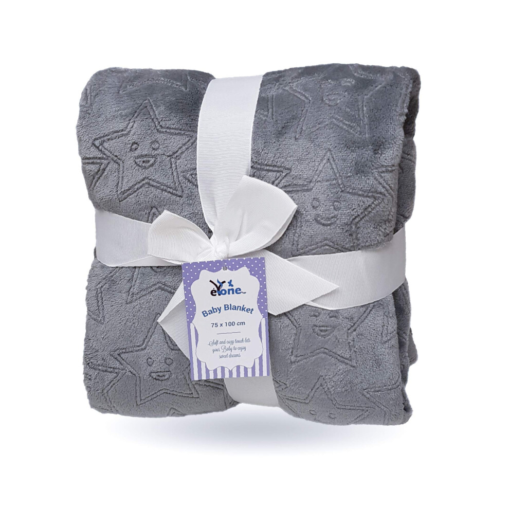 Receiving Warm Fleece Baby Blanket And Fluffy Embossed For Babies From Newborn, 75 * 100 Cm ( Grey) Dark/Grey Eyone