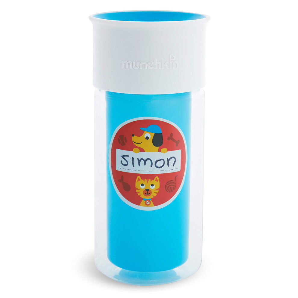 Miracle 360 Insulated Sippy Cup, Includes Stickers to Personalise Cup, 9oz/266ml, Blue