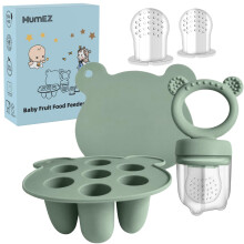 Baby Fruit Feeder Pacifier - Convenient Baby Food Feeder Set,Baby Food Dummy Feeder, Baby Food Freezer Trays Included(Sage)