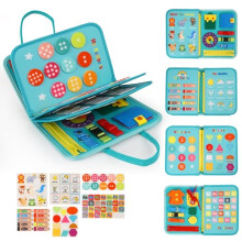 Busy Board for Toddlers, 8 In 1 Busy Book for 1 2 3 4+ Year Olds Boys Girls, Montessori Fuzzy Felt Sensory Toys for Babies, Preschool Educational