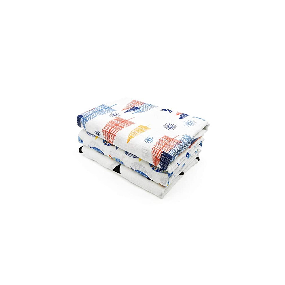 3 Pack Baby Muslin Washcloths 120Cmx120cm Cartoon Cotton Muslin Newborn Towel Large Gauze Squares Babies Swaddle Blanket Shower Wipes Alboyi