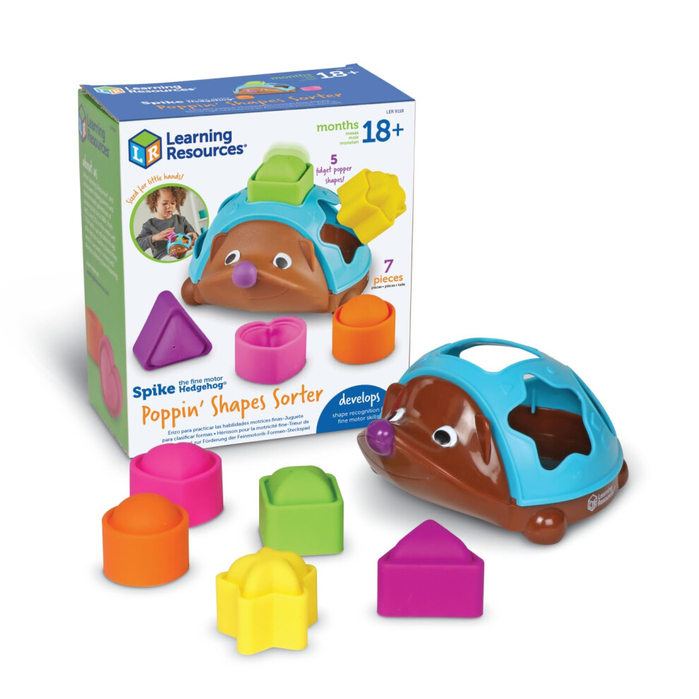 Spike the Fine Motor Hedgehog Poppin' Shapes Sorter, 7 Pieces, Ages 18 Months+, Learning Toys, Baby Toys, Educational Toys, Fine motor toys,