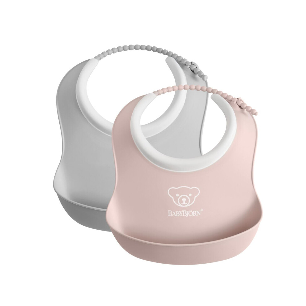 Small Baby Bib, 2-pack, Grey/Powder pink