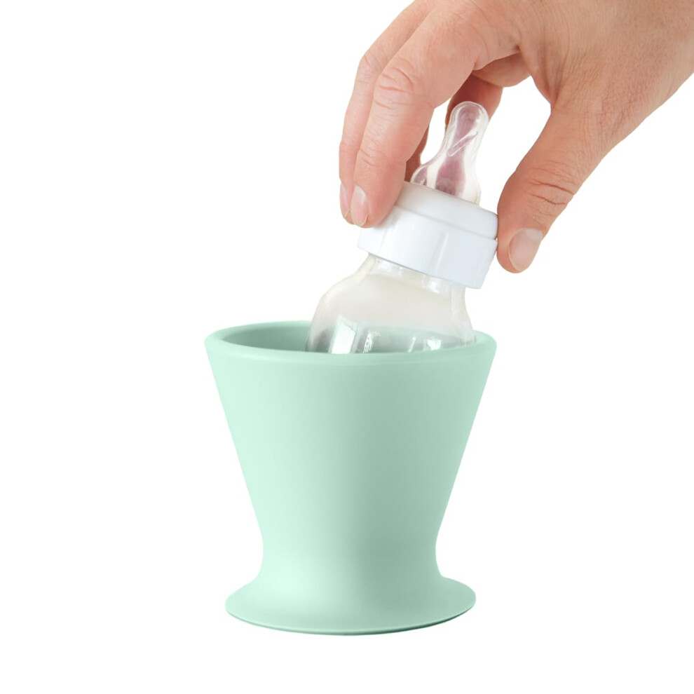 Bokee Baby Bottle Holder Hands Free â One-Hand Bottle or Sippy Cup Prep for Infant to Toddler, Green-Blue