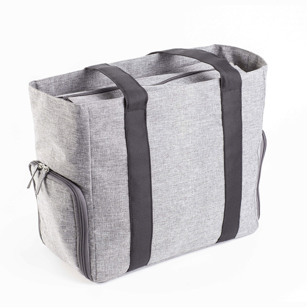 Breast Pump Carryall Storage Diaper and Tote Bag - Heather Gray and Black