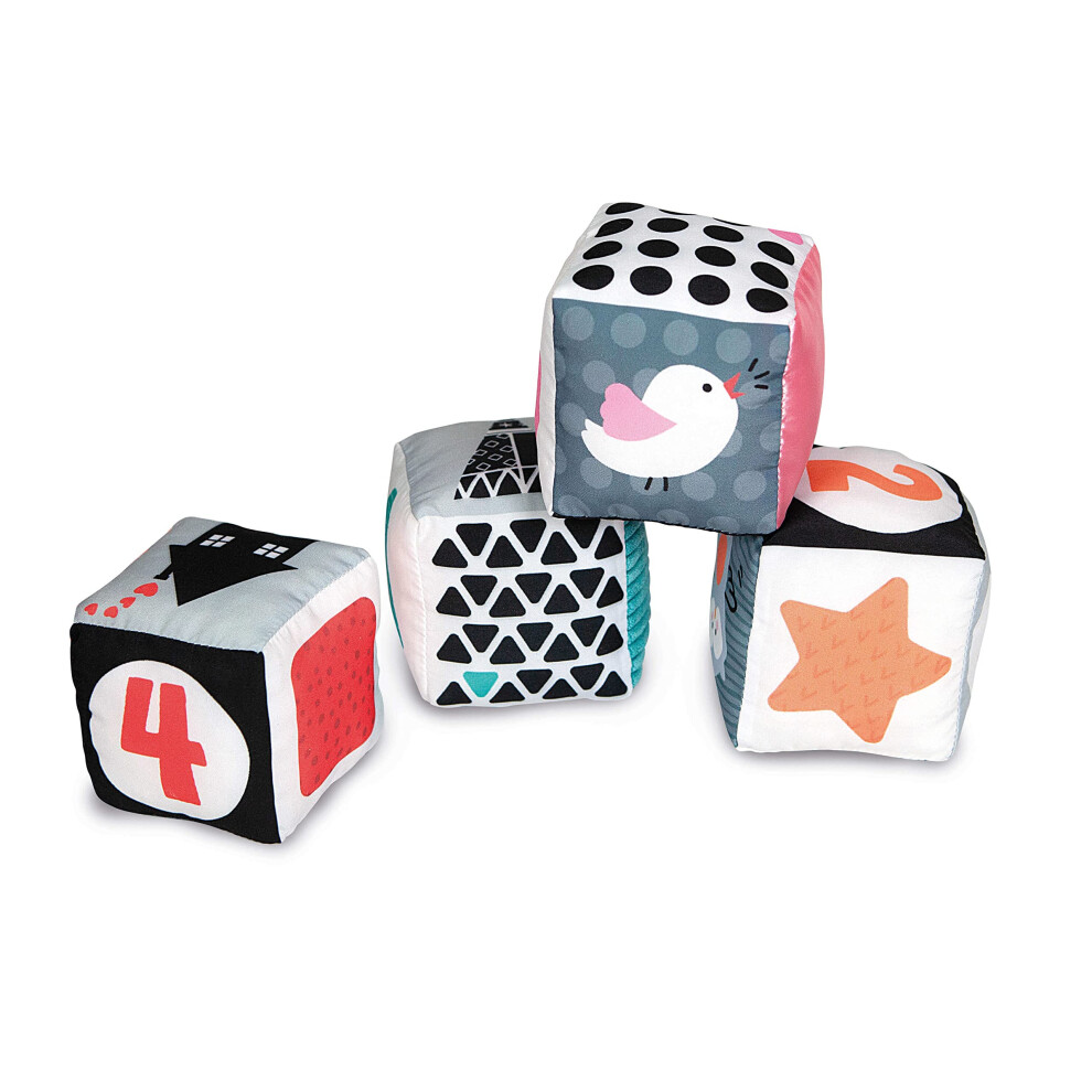 - Baby Clementoni - Black & White Cubes Toddlers, 4 Soft Blocks New-Born Baby Toys, 0 Months and up, 17321, Multicolor, 20 x 9 x 22 cm