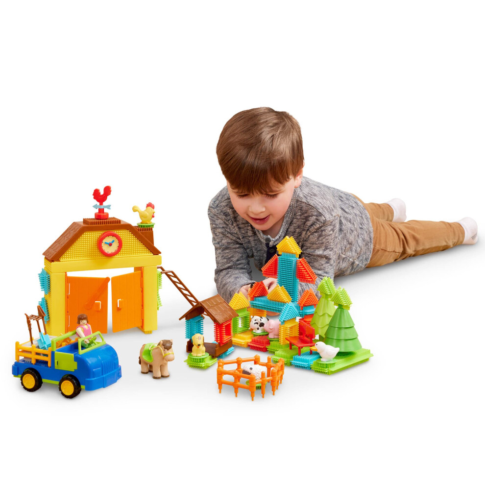 Battat Bristle Blocks - Stem Interlocking Building Blocks - 67Pc Barn Playset - Bricks, Animals & Figures - Educational Toys - Bristle Blocks Farm Set - 2