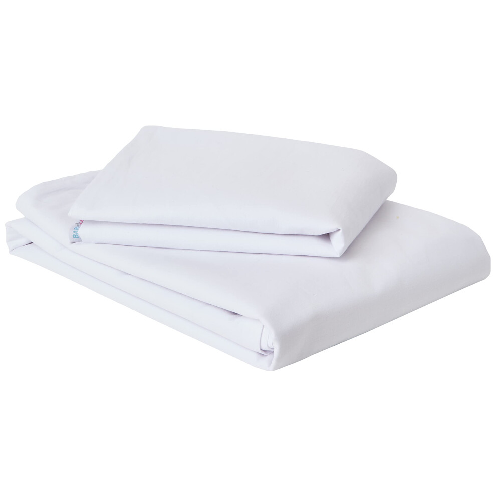 Baby Newborn Bedding Set Pillowcase + Duvet Quilt Cover 2 Piece To Fit Cot Crib Cradle Pram 120X90cm (White) White Babymam