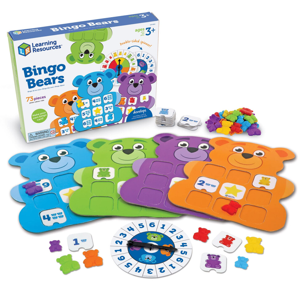 LER0841 Bingo Bears, Educational Indoor Games, Brain Toys, Toddler Preschool Learning, 73 Pieces, Age 3+, Multi