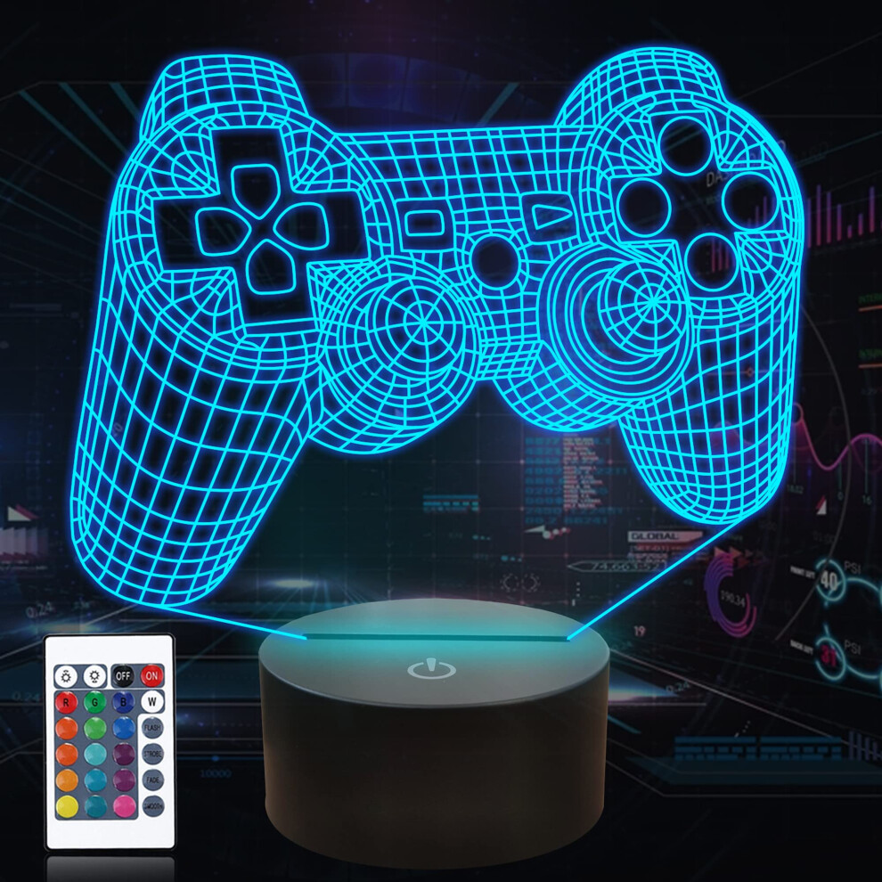Coopark Gamepad 3D Lamp Game Console Illusion Night For Kids, 16 Colors Changing With Remote, Gaming Room Gamer Gift, Teen Bedroom Decor As Xmas Holiday Light