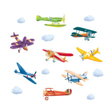 Colorful Airplane Wall Stickers Aircraft Biplane DIY Wall Decals Art Decor for Bedroom Playroom