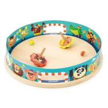 - Applepop Spinning Top Arena - Children's Game of Skill - 1 Arena + 2 Spinners with Launchers + 2 Glass Marbles - Develops Dexterity - FSC Wood Toy