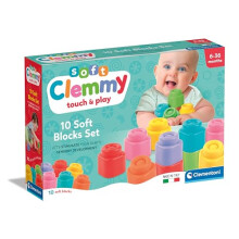 Baby 10 Soft Building, Clemmy Blocks Kids 6 Months, Bricks Washable, Construction Set, Development & Activity Toy, Made in Italy, 17988, Multicolour
