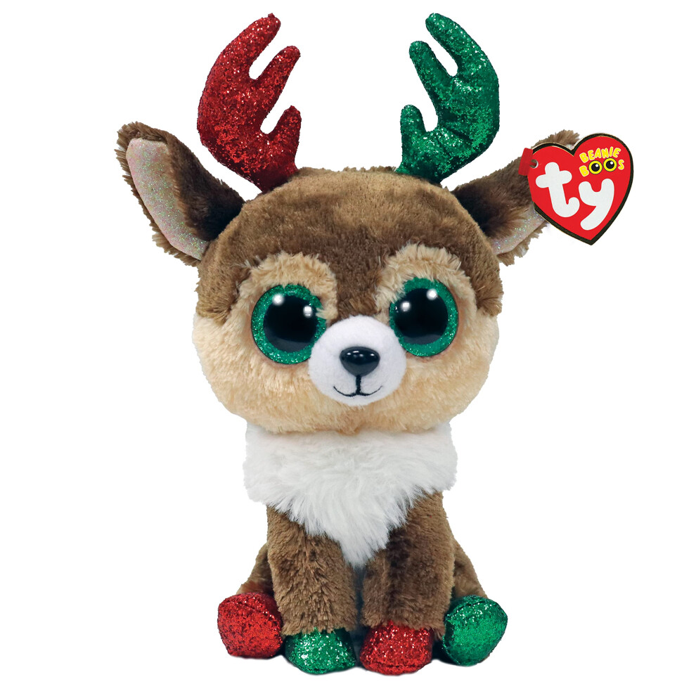 UK Kinley Reindeer Beanie Boo Regular Christmas 2022 Beanie Baby Soft Plush Toy Collectible Cuddly Stuffed Teddy, 36499, Multicolor