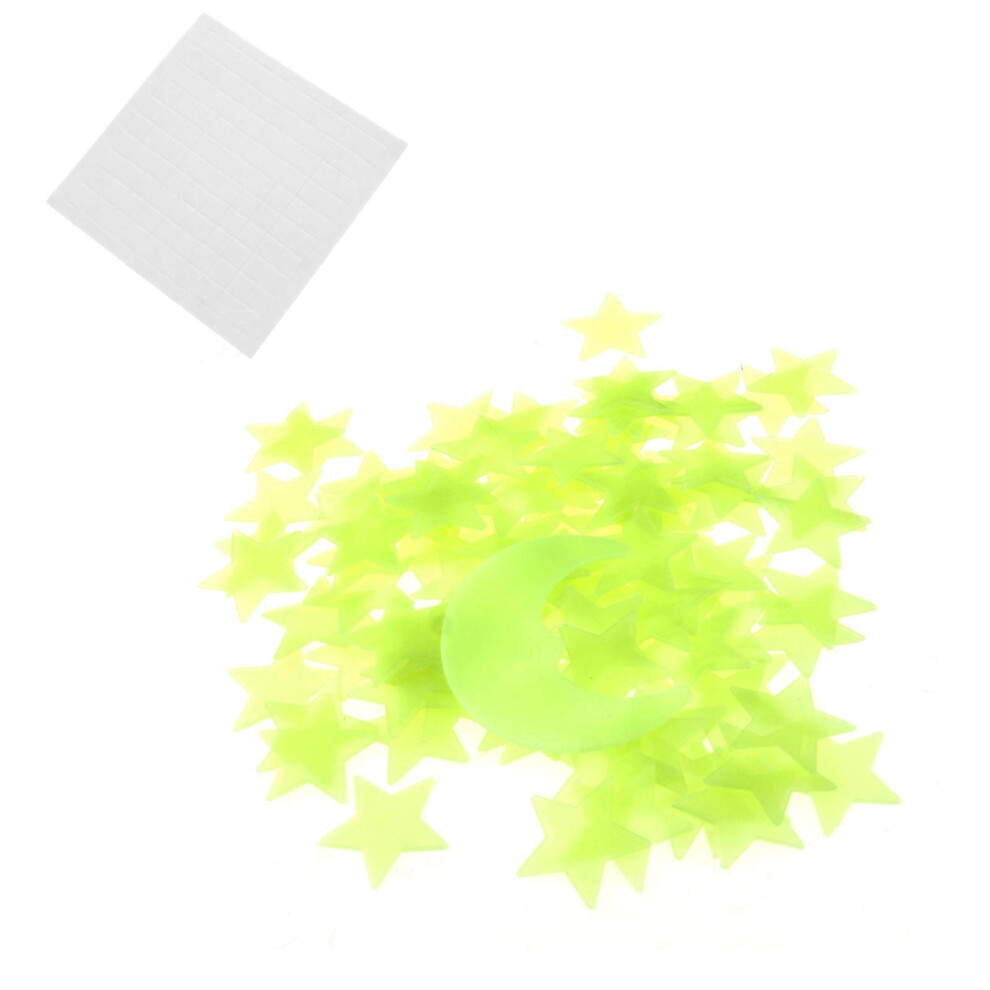 Biym 100Pcs Glow Stars And 1 Moon In The Dark Star Plastic Stickers For Bedroom Décor