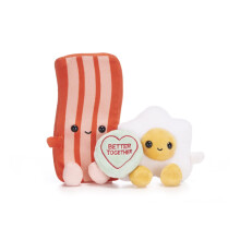38031 20cm Swizzels Love Hearts “Better Together” Bacon and Egg Plush Soft Toy Pair, Orange