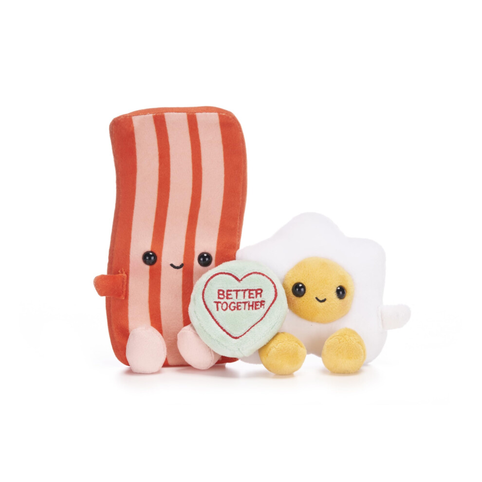 Posh Paws 38031 20Cm Swizzels Love Hearts “Better Together” Bacon And Egg Plush Soft Toy Pair, Orange