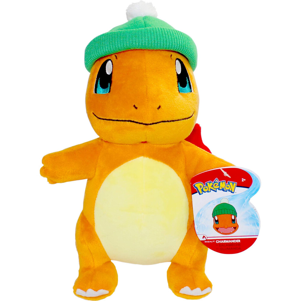 Charmander with Holiday Beanie-8-Inch Plush with Unique Accessory