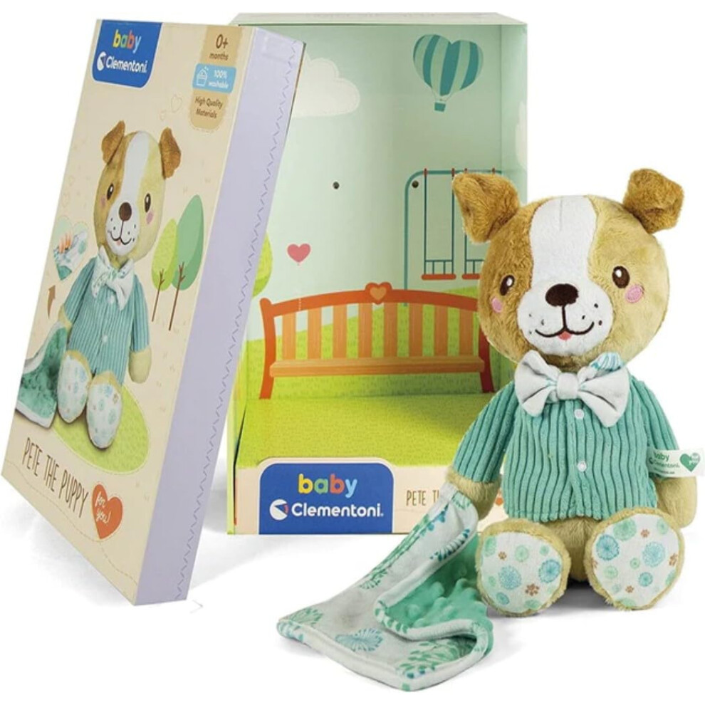Clementoni 17417 Perrito+ Pete The Puppy Plush Toy For Babies, Ages 0 Months Plus, Multicoloured