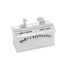 Silver Plated First Tooth & Curl Box Baby Keepsake Elephant Giraffe