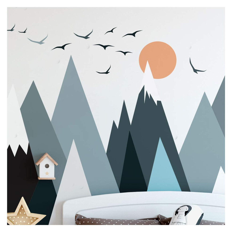 Ambiance Sticker Ambiance Stickers Scandinavian Parka Mountains Wall Decals, Diy Home Decor, Peel And Stick Removable Stickers, Waterproof And Self Adhesive Wall Art