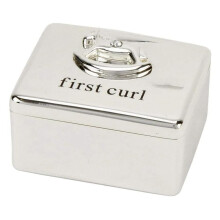 Bambino Baby Christening Gifts. Silverplated First Curl Keepsake Box with Rocking Horse Decoration