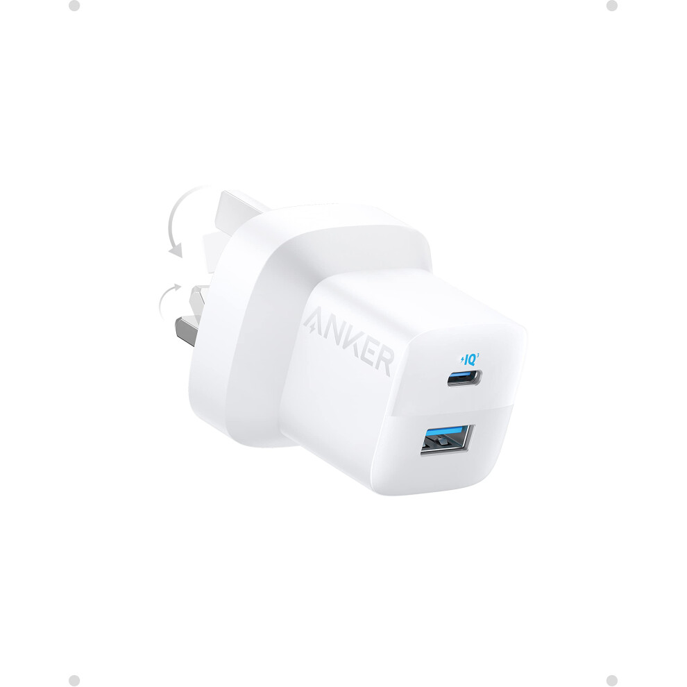 USB C Plug, Anker 33W 2-Port USB C Charger for Laptop, iPhone 15/15 Pro Max/14/13, Galaxy, Pixel, iPad, and More (Cable Not Included) - White