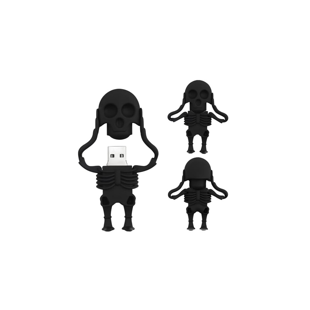 64 Gb Usb Flash Drive Cartoon Skeleton Shaped Memory Stick, Cool Thumb Drive Novelty Pen Drive Amazing Gifts, Black 308076046633