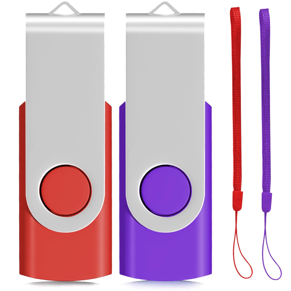 16Gb Usb Stick, Usb2.0 Memory Stick 16 Gb Eastbull Flash Pen Drive Swivel Design Storage ( With Lanyard) Red/Purple 611165166021