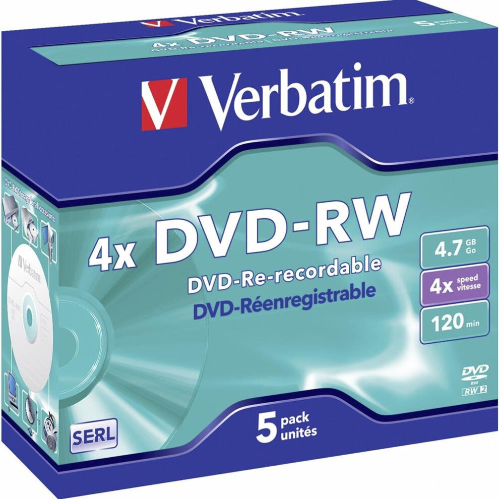 43285 DVD-RW 4.7GB 4x 5 pack, Individually cased