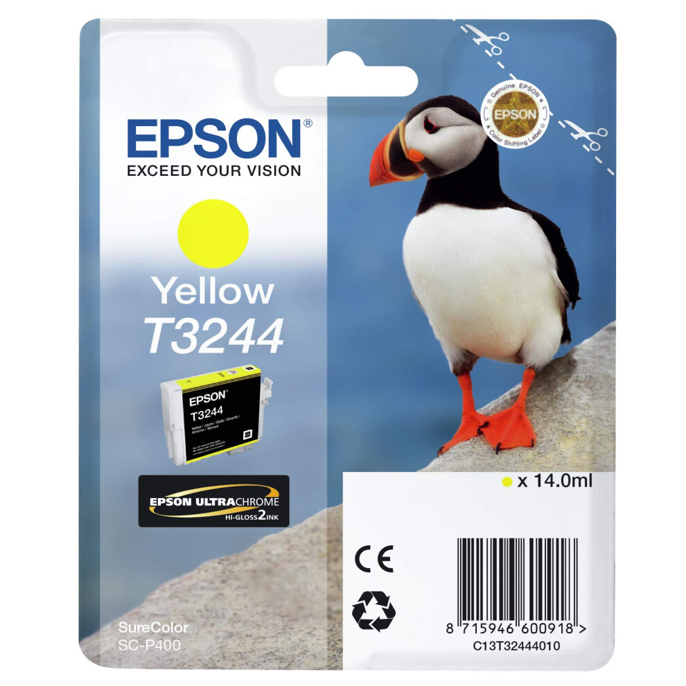 C13T32444010 Ink Cartridge for Printer, Yellow, Genuine