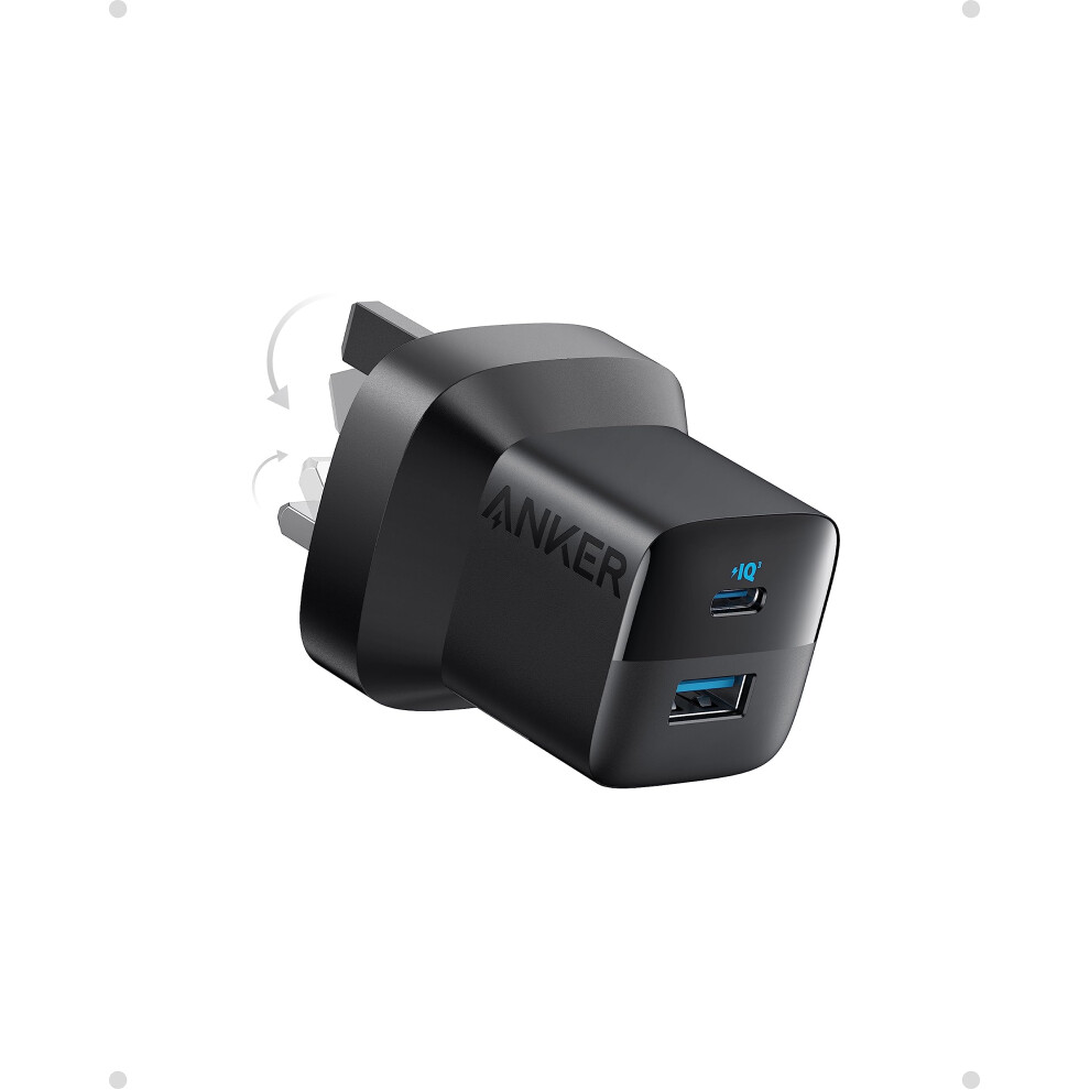 USB C Plug, Anker 33W 2-Port USB C Charger for Laptop, iPhone 15/15 Pro Max/14/13, Galaxy, Pixel, iPad, and More (Cable Not Included) - Black