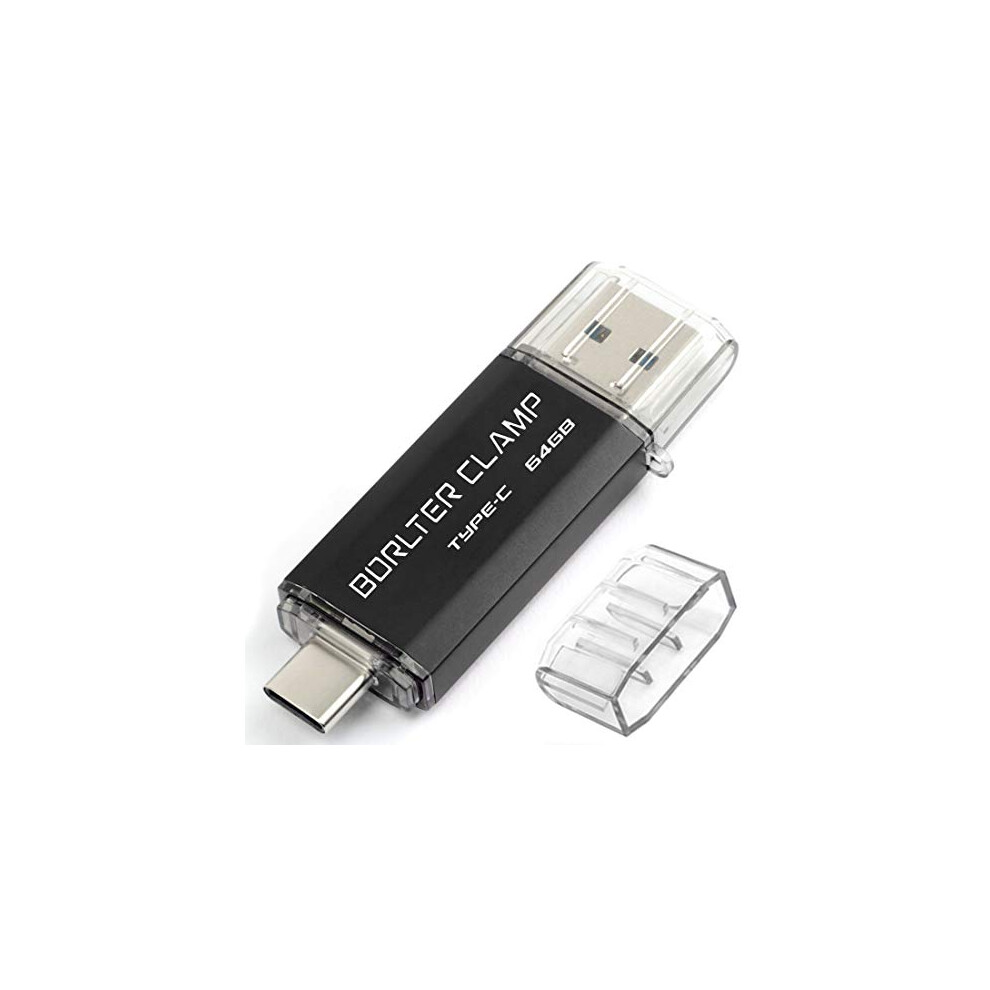 Borlterclamp 64Gb Type C Usb 3.0 Dual Port Flash Drive Usb C Otg Memory Stick For Android Smartphones Samsung Galaxy S9/S8/Note9, Lg, Tablets & Black 822361466925