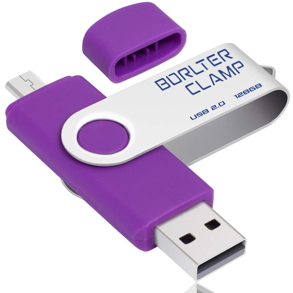 128Gb Memory Stick Dual Usb Flash Drive, Otg Swivel Thumb Drive With Micro Usb Drive Port For Android Smartphone Tablet And Computer (Purple) Purple 822361182375